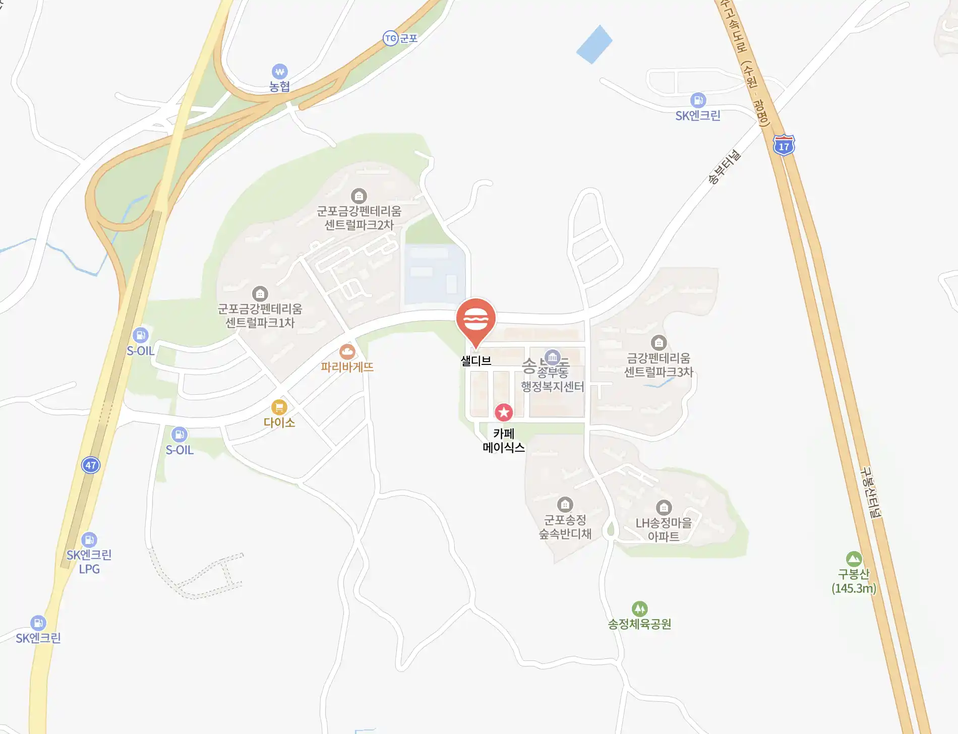 샐디브 위치 - 네이버 지도로 열기